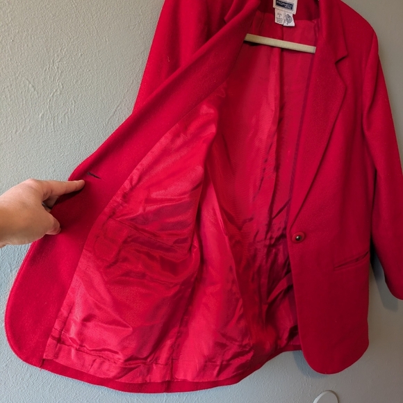 Vintage 100% Wool Red Single Button Blazer Size 6 - Picture 7 of 8